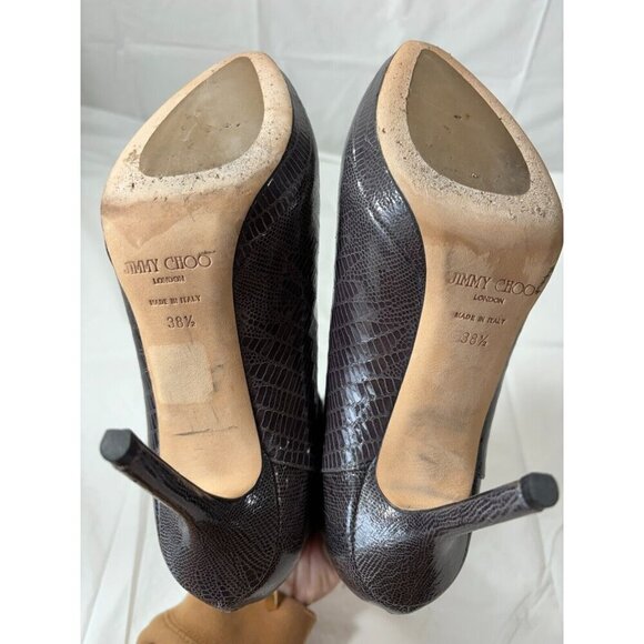 Jimmy Choo grey lizard embossed Leather Bootie Boots Size 8.5 - Picture 12 of 14